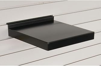 Retail Resource 12" W Metal Slatwall Shelf, Black