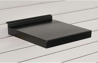 Retail Resource 12" W Metal Slatwall Shelf, Black
