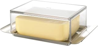 GEFU Butelo Butter Dish, Stainless Steel, Plastic, 5 cm, 33620, 24 x 24 x 14,5 cm, Clear, Silver