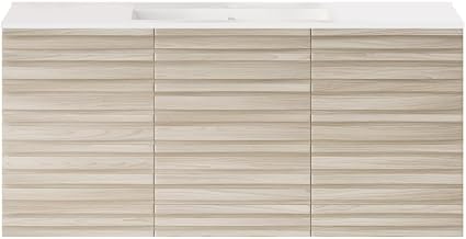 Swiss Madison Cascade 48" Wall-Mounted Bathroom Vanity in White Oak with Sink Top