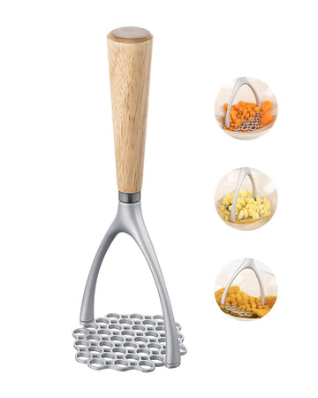 Brigii Potato Ricer, Aluminum Alloy With Oak Handle, Silver