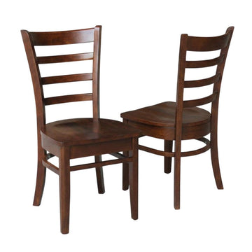 Solid Wood Side Chair with Classic Hardwood Frame by Furnifact – Wood, Espresso, Pack of 2