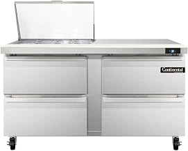 SW60-12M-D Mighty Top Sandwich Unit, 60" W, With 12 Pan Top Openings & Four Drawers