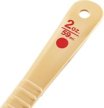Carlisle FoodService Products 2 Ounce Portion Control Spoon – Long Handle – Flat Bottom Server for Sauces & Toppings, Color Coded Measuring Utensil, Beige