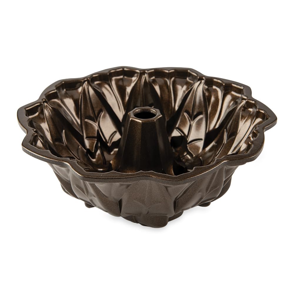 Harvest Leaves Bundt Pan by Nordic Ware – 10.4x10.4x3.8, 9.0 cups, Aluminum, Bronze, Model 85948