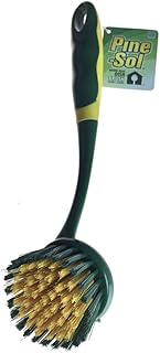 Pine-Sol Long Handle Dish Brush – Heavy Duty Bristle Kitchen Scrubber, Safe with Non-Stick Cookware