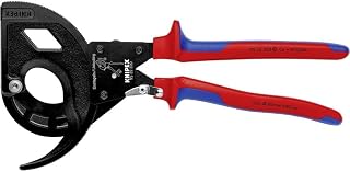 KNIPEX Tools 95 32 320 Three Stage Drive Ratchet Cable Cutter with Comfort Grip Handle, Red/Blue