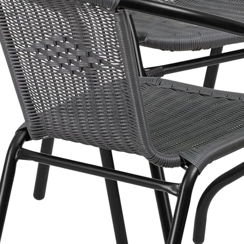 Flash Furniture Clear/Gray / Table + 4 Chair / Round Table + 4 Chairs Bistro Sets