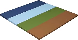 ECR4Kids SoftZone 4-Section Rainbow Runway Activity Mat, Folding Playmat, Earthtone