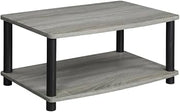Furnifact Grey/Black 2-Tier Elevated TV Stand, Durable Composite Wood, PVC Tubes, Modern Design, Easy Assembly, Stylish Storage