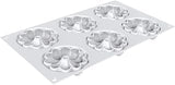 Silikomart Kit 3D Tarte Ring Bloom 80mm Silicone Pan with 6 Cavities 3.01 Inch Diameter x 0.66 Inch High, Plus 6 Microperforated Tplus+ Plastic Baking Rings
