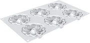 Silikomart Kit 3D Tarte Ring Bloom 80mm Silicone Pan with 6 Cavities 3.01 Inch Diameter x 0.66 Inch High, Plus 6 Microperforated Tplus+ Plastic Baking Rings