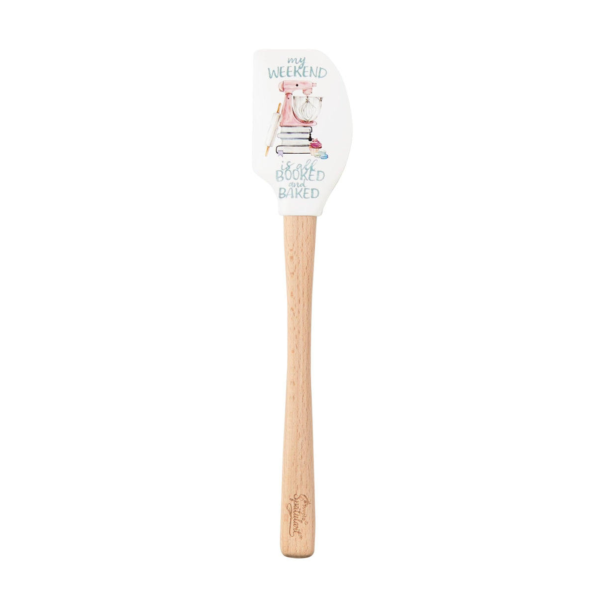 Spatulart ‘Booked & Baked’ Silicone Spatula with Wood Handle by Tovolo – 12.6 inches, Beech, Booked & Baked, Model 1000597