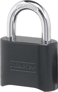 Master Lock Black Combination Padlock, Set Your Own Combo Lock, Weather Resistant Indoor and Outdoor Padlock with Code for Gym Locker, Gate, Shed, 178D