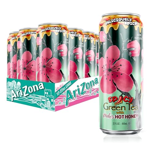 AriZona Green Tea with Hot Honey / 22 Fl Oz (12 Pack) / 12 Iced Tea