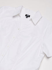Junior's Short Sleeve Work Shirt – Cotton, White, Model E9385JL