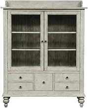 Starlight Canyon Home Oak Veneer Curio Cabinet with Glass Doors and Built-in Lighting, Lighted Display Case for Collectibles, White