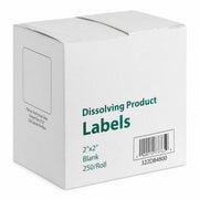 Glownary 2x2 Inch Dissolving Labels – White Paper, Square, Blank Design with Dispenser Carton, for Food Storage and FIFO Organization, 250 per Roll