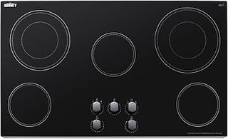 Summit 36" Electric Cooktop, 5-Burners, 208-240V Radiant Cooktop, Black- CR5B36MB