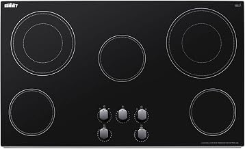 Summit 36" Electric Cooktop, 5-Burners, 208-240V Radiant Cooktop, Black- CR5B36MB