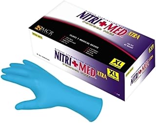 MCR Safety 6032M 12-inch NitriShield Nitrile Industrial Grade Powder Free Disposable Gloves with Straight Cuff, Blue, Medium, 1-Pair