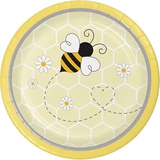 Creative Converting 339887 Bumblebee Baby Dessert Plates, 7", Multi-color