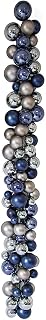 6ft L x 8in W Plastic Mixed Reflective & Matte Ball Artificial Garland -Blue/Silver