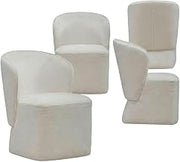 Starlight Canyon Home Solid Wood Upholstered Dining Chair with Castors, Eclectic Accent Upholstered Kitchen Chairs for Dining Room, White