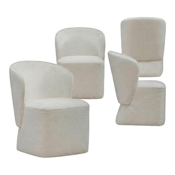 Solid Wood Upholstered Dining Chair with Castors by Starlight Canyon Home – Solid Hardwood,Plywood, White, Pack of 4