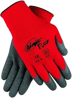 MCR Safety N9680L Ninja Flex Glove, Large, Red/Gray (Pack of 12)