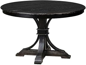 Furnifact Solid Wood Kitchen Table, Round Dining Table with Pedestal Base, Wooden Round Dining Table for Dining Room