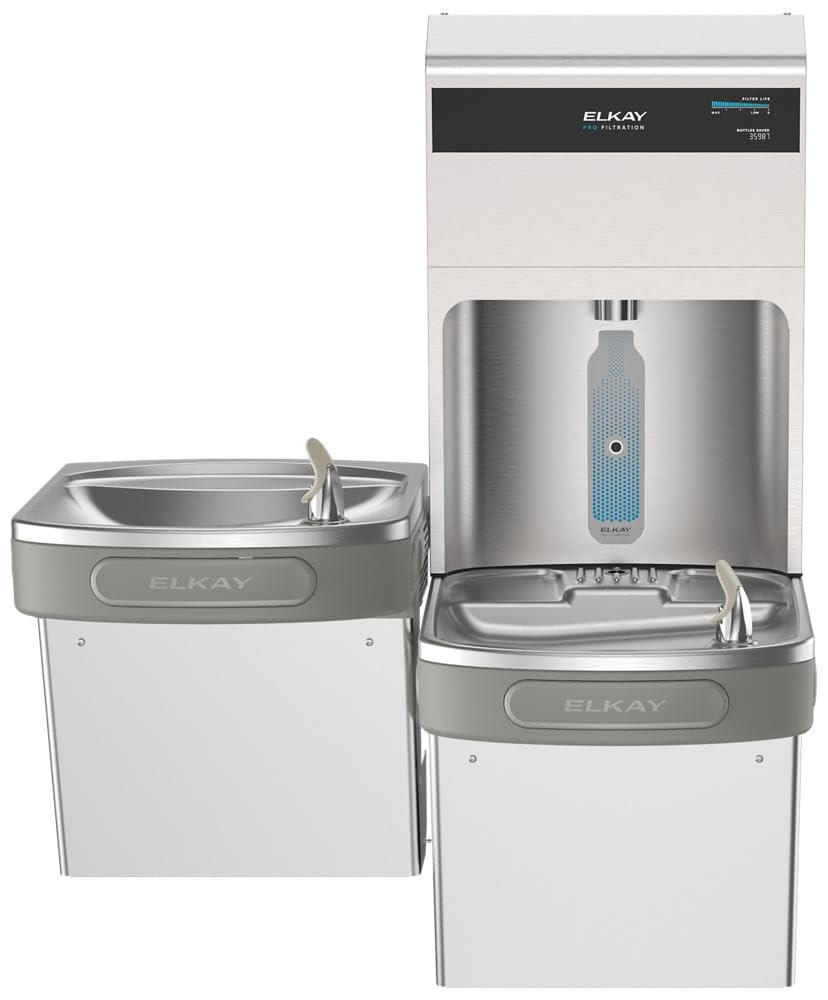 Pro Bottle Filling Station & Bi-Level ADA Cooler by Elkay – Stainless Steel, Model LZSTL8WSSPRO