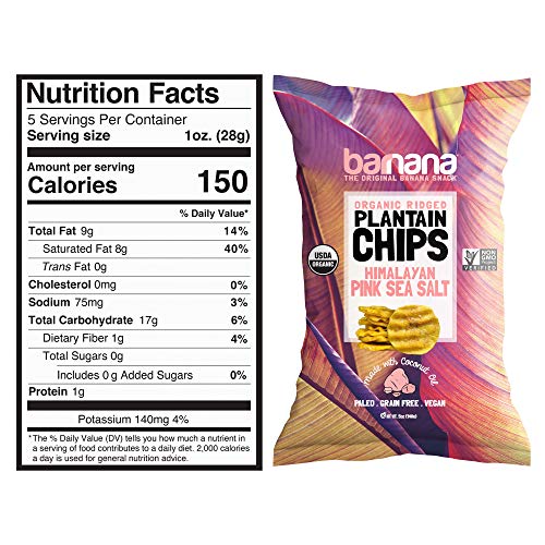 Barnana Himalayan Pink Sea Salt / 5 Count (Pack of 1) / 1 Dried Banana Chips
