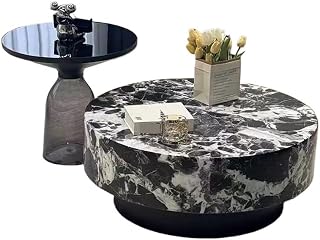 Mesa para Centro De Sala Marble Coffee Table Living Room Household Round Simple Small Household Suspended Coffee Table Coffee Table(100x100x35cm)