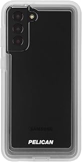 Pelican Voyager Series - Samsung Galaxy S21 Plus 5G Case [Wireless Charging Compatible] [Anti-Yellow] Rugged Phone Case Cover With Belt Clip Holster Kickstand [18FT MIL-Grade Drop Protection] - Clear