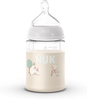 NUK First Choice Smooth Flow Anti-Colic Bottle Peach, 5 oz. Baby Bottle with SafeTemp Temperature Indicator, Newborn Essentials, 1-Pack