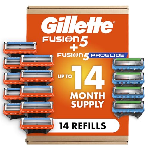 Gillette 14 Count (Pack of 1) / Fusion 5 ProGlide & Shield Refills / Multicolor Razor Blades & Cartridges