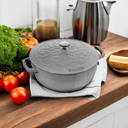 Cast Iron 3.75-qt Essential French Oven with Lilly Lid - Graphite Grey by STAUB – 3.75-qt, 3.75 quarts, Cast Iron, Graphite Grey, Model 11212418