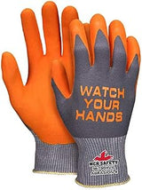 MCR Safety 96790HVI, Hi-Vis Work Glove, Nylon Shell, Breathable Nitrile Foam Coated, Knit Wrist, ANSI Abrasion Level 4, 12 Pair Pack, XL