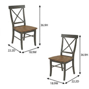 Hardwood X-Back Dining Chairs with Solid Wood Seat Set of by Furnifact – Wood, Hickory and Washed Coal, Pack of 2