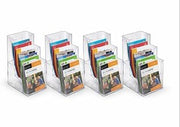 Azar Displays 252033-4PK Three-Tier Trifold Brochure Holder, 3-Pocket Clear Acrylic Countertop Literature Display for 4” x 9” Brochures (4 Pack)