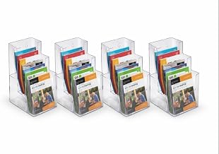 Azar Displays 252033-4PK Three-Tier Trifold Brochure Holder, 3-Pocket Clear Acrylic Countertop Literature Display for 4” x 9” Brochures (4 Pack)