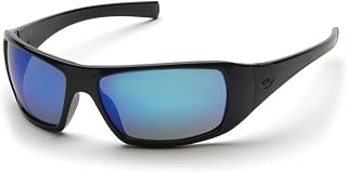 (12 Pair) Pyramex SB5665D Goliath Safety Glasses Black with Ice Blue Mirror Lens