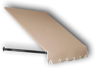 AWNTECH 10.38 FT. Dallas Retro Fixed Awning 124.5 in. W X 24 in. H X 42 in. D Acrylic Fabric in Linen RT2442-10L