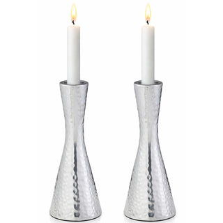 Rite Lite Hammered Aluminum Candlestick Holders, Set of 2, Silver
