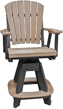 Cedar Counter Height Swivel Arm Chair, Heavy Duty Poly Fan Back Outdoor Seating for Dining and Coastal Use
