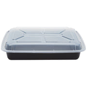 Newspring Pactiv NC-989-B 58 Oz. Black Rectangular Container - 150 / CS