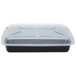 Newspring Pactiv NC-989-B 58 Oz. Black Rectangular Container - 150 / CS