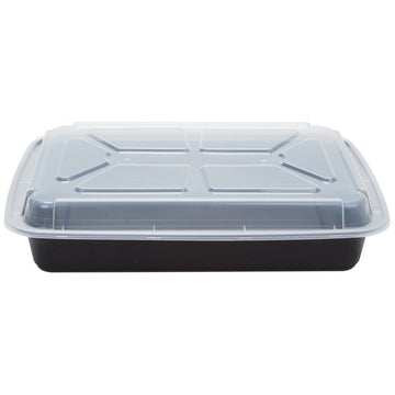 Newspring Pactiv NC-989-B 58 Oz. Black Rectangular Container - 150 / CS