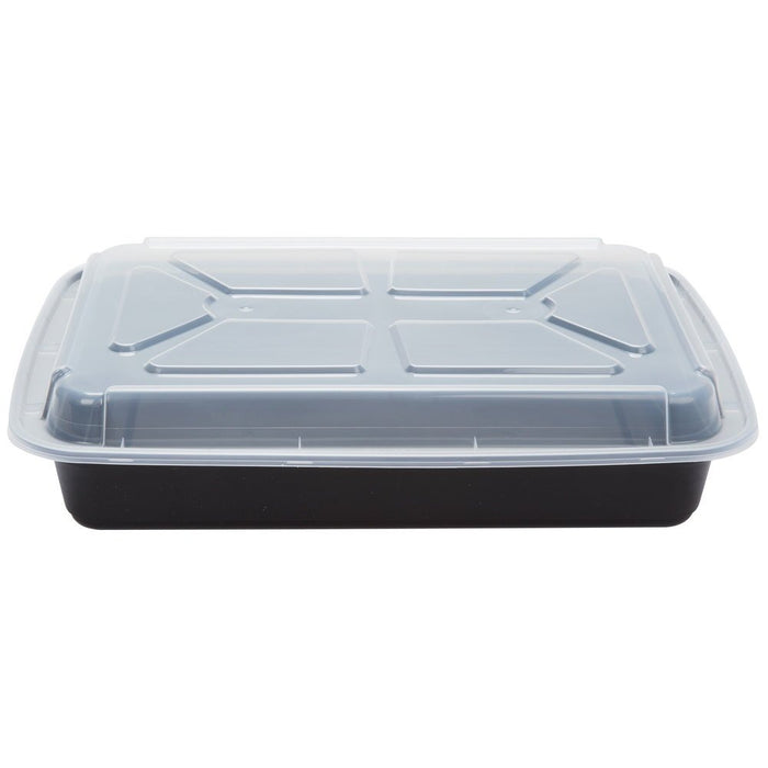 Newspring Pactiv NC-989-B 58 Oz. Black Rectangular Container - 150 / CS